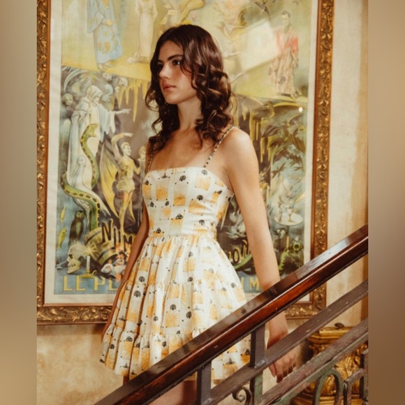 Agua by Agua Bendita Lima Bisuteria Mini Dress Hand-Embroidered - Picture 3 of 12